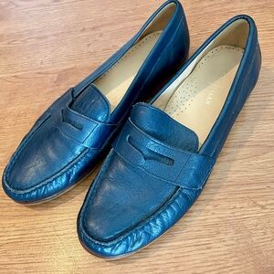 Cole Haan Women’s Steel Blue Leather Loafers, Size 8